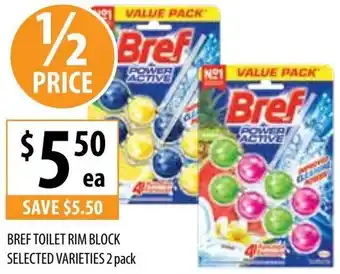 Supabarn BREF TOILET RIM BLOCK SELECTED VARIETIES 2 pack offer