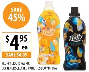 Supabarn FLUFFY LIQUID FABRIC SOFTENER SELECTED VARIETIES 900ml/1 litre offer