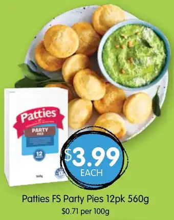 Spudshed Patties FS Party Pies 12pk 560g offer