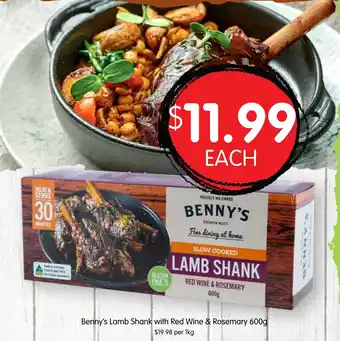 Spudshed Benny's Lamb Shank with Red Wine & Rosemary 600g offer