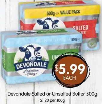 Spudshed Devondale Salted or Unsalted Butter 500g offer