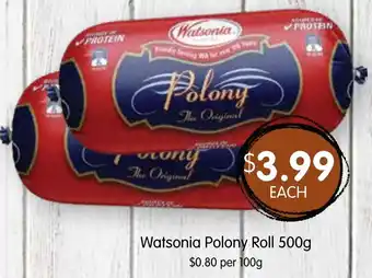 Spudshed Watsonia Polony Roll 500g offer