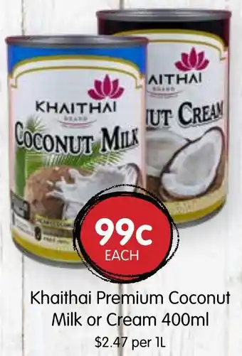 Khaithai Premium Coconut Milk or Cream 400ml