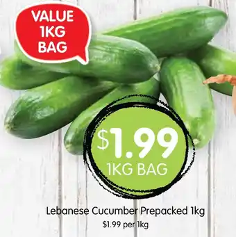 Spudshed Lebanese Cucumber Prepacked 1kg offer