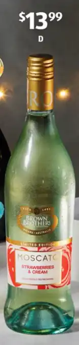 ALDI D Brown Bros Limited Edition Strawberries & Cream Moscato NV 750ml offer