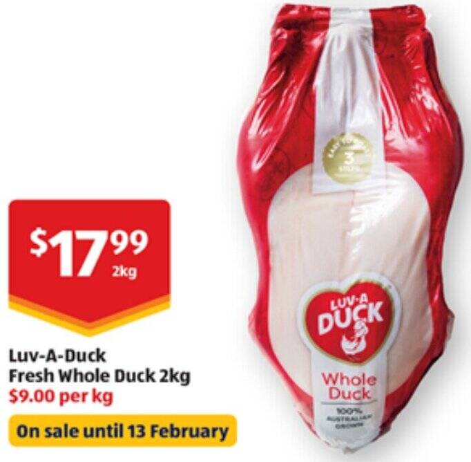 LuvADuck Fresh Whole Duck 2kg offer at ALDI