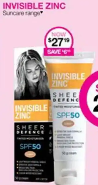 Priceline INVISIBLE ZINC Suncare range offer