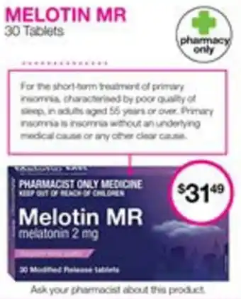 Priceline Melotin MR melatonin 2 mg offer
