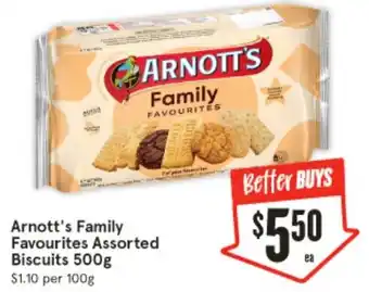 IGA Arnott's Family Favourites Assorted Biscuits 500g offer