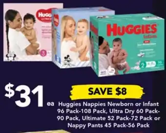 Drakes Huggies Ultra Dry 60 Pack-90 Pack offer