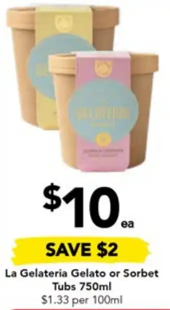 Drakes La Gelateria Gelato or Sorbet Tubs 750ml offer