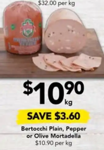 Drakes Bertocchi Plain, Pepper or Olive Mortadella offer