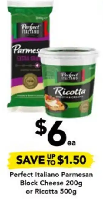 Drakes Perfect Italiano Parmesan Block Cheese 200g or Ricotta 500g offer