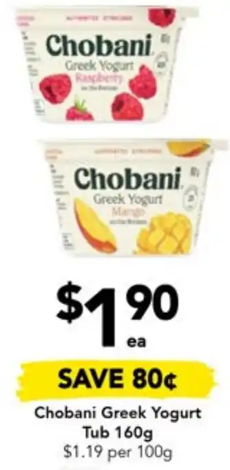 Drakes Chobani Greek Yogurt Tub 160g offer