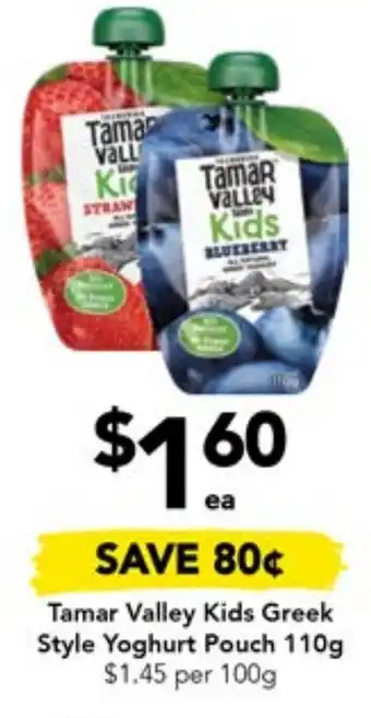 Drakes Tamar Valley Kids Greek Style Yoghurt Pouch 110g offer