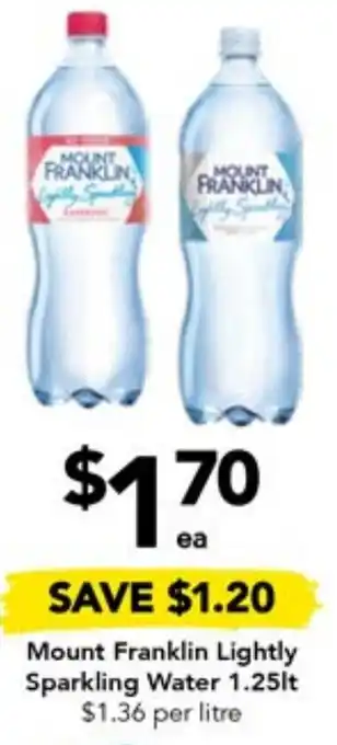 Drakes Mount Franklin Lightly Sparkling Water 1.25lt offer