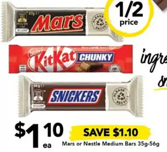 Drakes Mars or Nestle Medium Bars 35g-56g offer