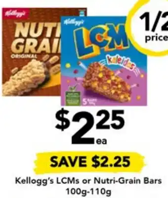 Drakes Kellogg's LCMs or Nutri-Grain Bars 100g-110g offer