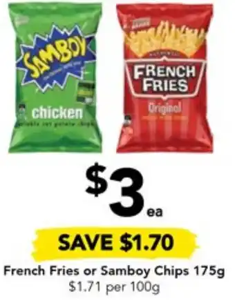 Drakes French Fries or Samboy Chips 175g offer
