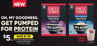 Drakes Uncle Tobys Big Bowl Quick Oats Sachets 368g offer