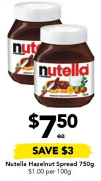 Drakes Nutella Hazelnut Spread 750g offer