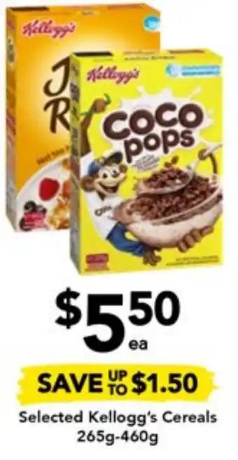 Drakes Selected Kellogg's Cereals 265g-460g offer