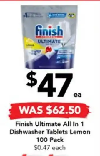 Drakes Finish Ultimate All In 1 Dishwasher Tablets Lemon 100 Pack offer