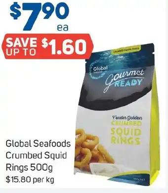 Foodland Global Seafoods Crumbed Squid Rings 500g offer