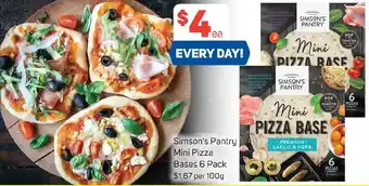 Foodland Simson's Pantry Mini Pizza Bases 6 Pack offer
