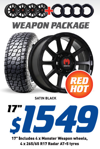 Bob Jane T-Marts 17" wheel - monster weapon package offer
