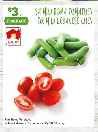 Foodland Mini Roma Tomatoes or Mini Lebanese Cucumbers 250g offer