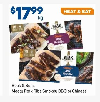 Foodland Beak & Sons Meaty Pork Ribs Smokey BBQ or Chinese offer