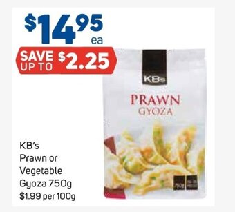 Foodland KB's Prawn or Vegetable Gyoza 750g offer
