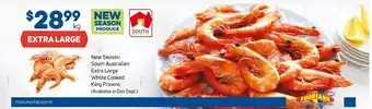 Foodland New Season South Australian Extra Large Whole Cooked King Prawns offer