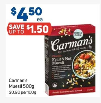 Foodland Carman's Muesli 500g offer