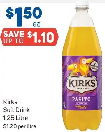 Foodland Kirks Soft Drink 1.25 Litre offer