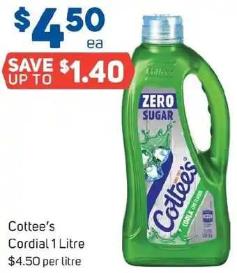 Foodland Cottee's Cordial 1 Litre offer