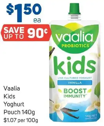 Foodland Vaalia Kids Yoghurt Pouch 140g offer