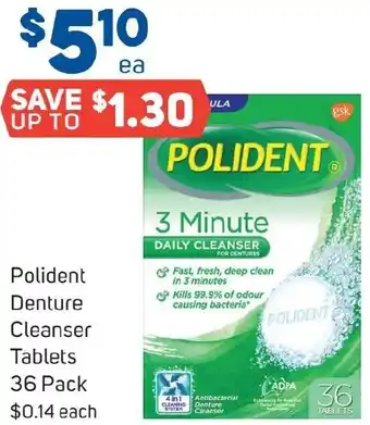 Polident Denture Cleanser Tablets 36 Pack