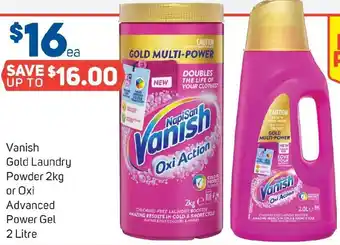 Foodland Vanish Gold Laundry Powder 2kg or Oxi Advanced Power Gel 2 Litre offer