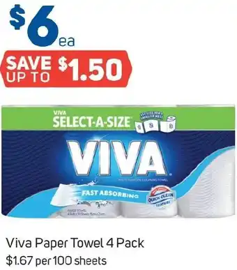 Foodland Viva Paper Towel 4 Pack offer
