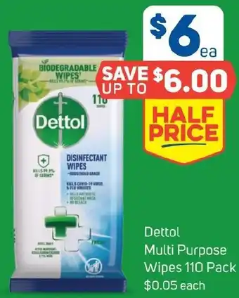 Foodland Dettol Multi Purpose Wipes 110 Pack offer
