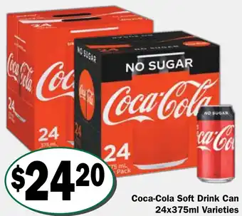 Friendly Grocer Coca-Cola Soft Drink Can 24x375ml offer