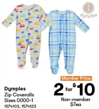 BIG W Dymples Zip Coveralls Sizes 0000-1 offer