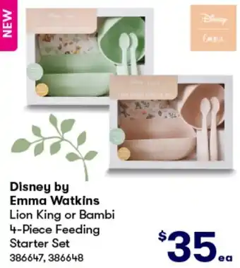 BIG W Disney by Emma Watkins Lion King or Bambi 4-Piece Feeding Starter Set offer