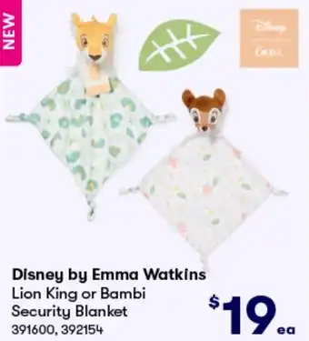 BIG W Disney by Emma Watkins Lion King or Bambi Security Blanket offer