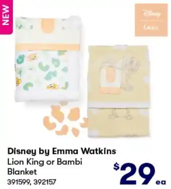 BIG W Disney by Emma Watkins Lion King or Bambi Blanket offer