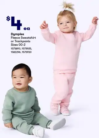 BIG W Dymples Fleece Sweatshirt or Trackpants Sizes 00-2 offer
