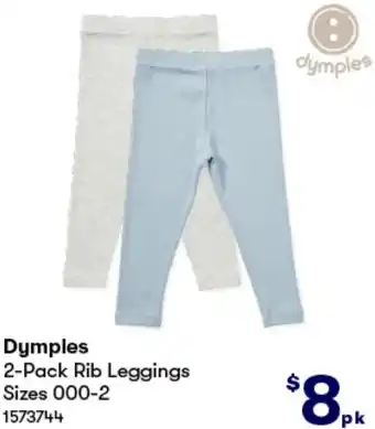 BIG W Dymples 2-Pack Rib Leggings Sizes 000-2 offer