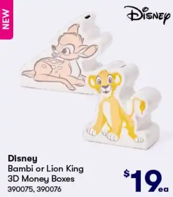 BIG W Disney Bambi or Lion King 3D Money Boxes offer